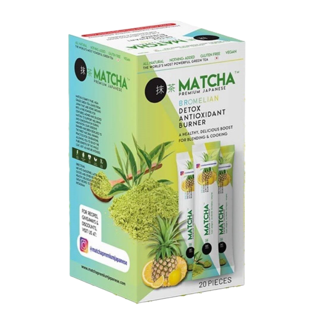 Lemon and Pineapple Flavored Detox Matcha Bromelain Tea 20 Pieces - 3