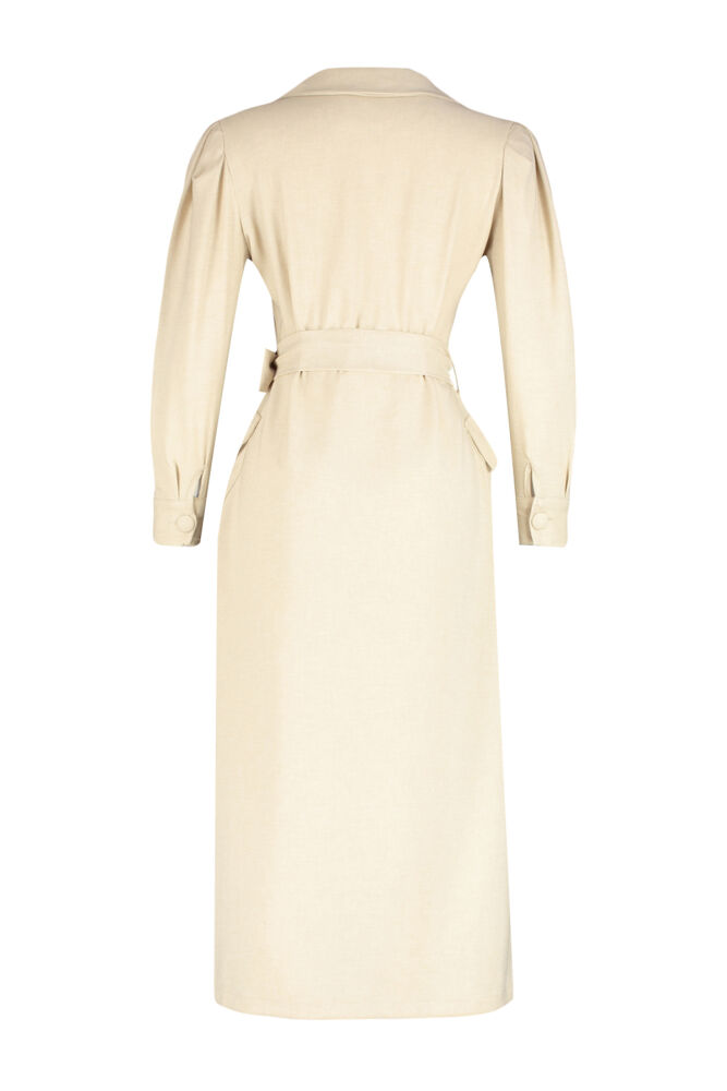 Linen shirt-style dress with belt - 7