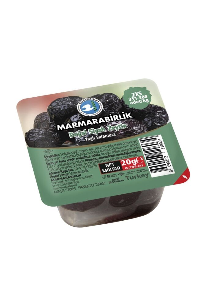 Marmarabirlik Kahvaltılık Salamura Piknik Siyah Zeytin 20 gram X 12 Adet - 1