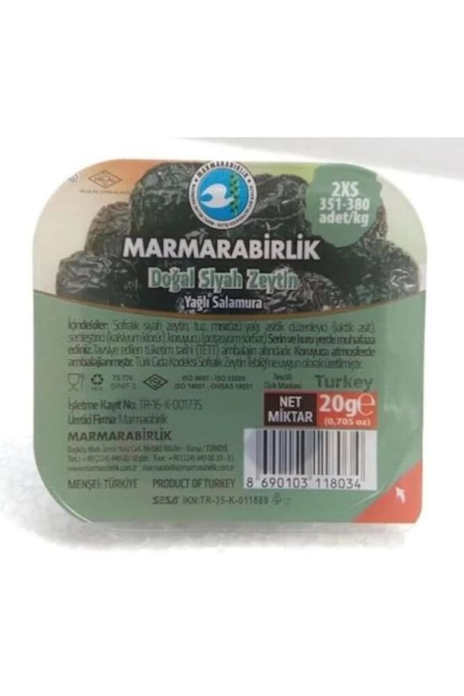 Marmarabirlik Kahvaltılık Salamura Piknik Siyah Zeytin 20 gram X 12 Adet - 3