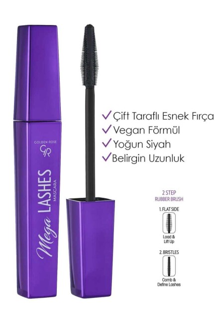 Golden Rose Mega Lashes Mascara - Siyah Hacim Veren Maskara - 3