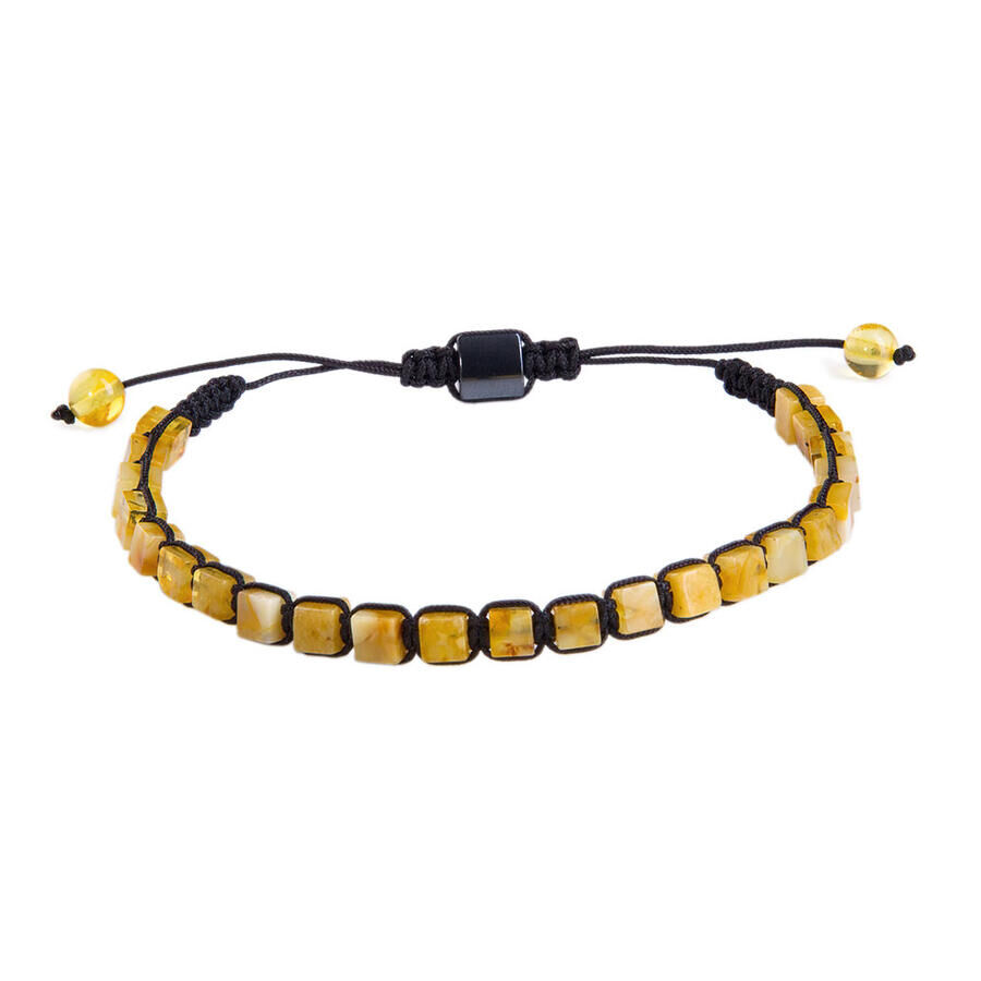 Men's Adjustable Amber Bracelet Yellow Shades Color - 1