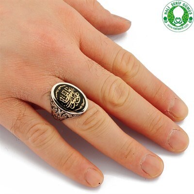 Men's oval sterling silver ring engraved on the edges of the ring (Death is enough for a preacher) in Arabic - 3