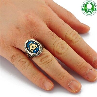 Men's oval sterling silver ring with the inscription of Turkish special formations - 4