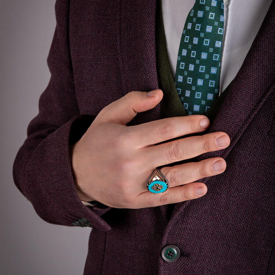 Mens Rings with Turquoise stone - 1