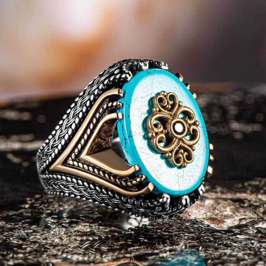 Mens Rings with Turquoise stone - 3