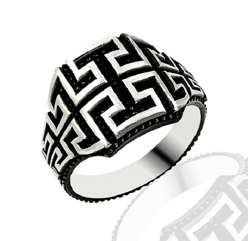 Men's silver ring engraved in Seljuk style - 1