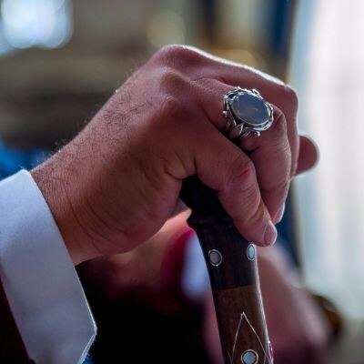 Men's silver ring of the Sultan Abdul Hamid series, the Sultan's ring with white onyx stone - 3