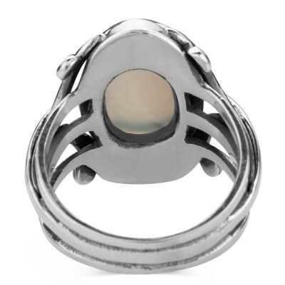 Men's silver ring of the Sultan Abdul Hamid series, the Sultan's ring with white onyx stone - 4