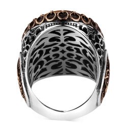 Men's silver ring with a large tiger's eye stone engraved with the name of the Ottoman Sultan - 2