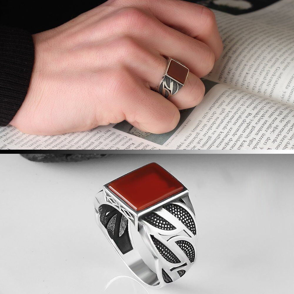 Men's silver ring with a luxurious agate stone - 3