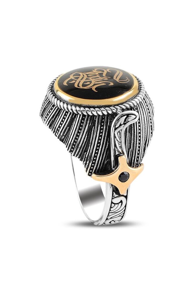 Men's Silver Ring with Name Engraving in Arabic Calligraphy