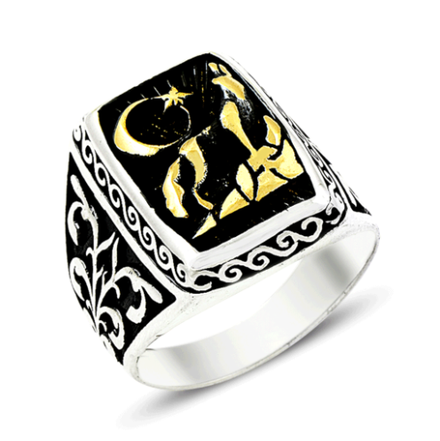 Men's silver ring with Ottoman design - 1