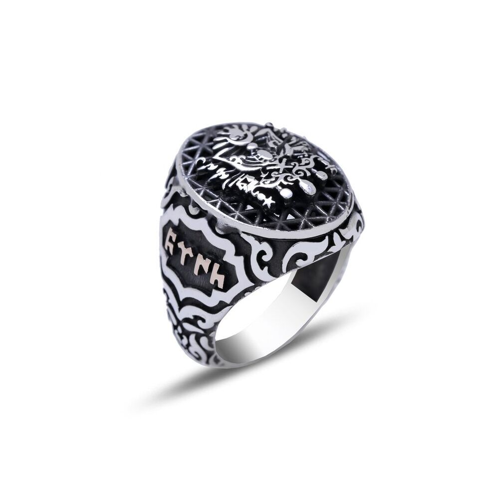 Men's silver ring with raised engraving of the Ottoman Empire - 1