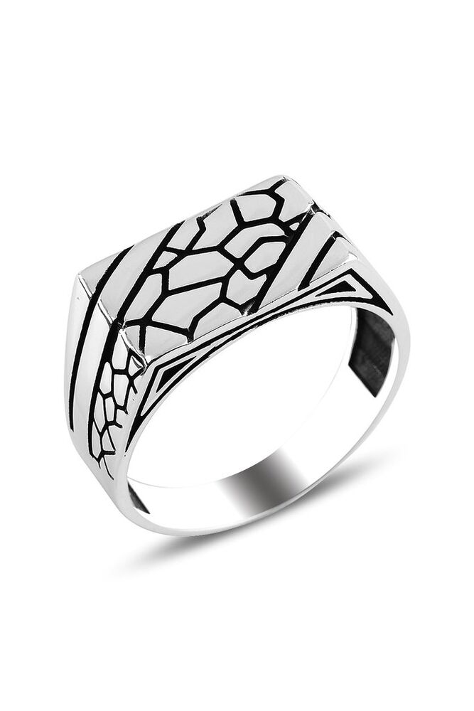 Men's silver ring with smooth surface - 1