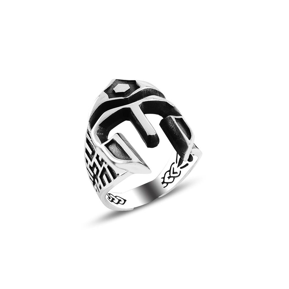 Men's silver ring with Sparta helmet design - 1