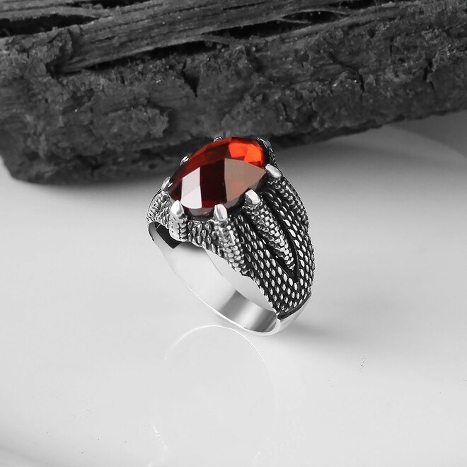 Men's silver ring with zircon stone with a sophisticated design - 1