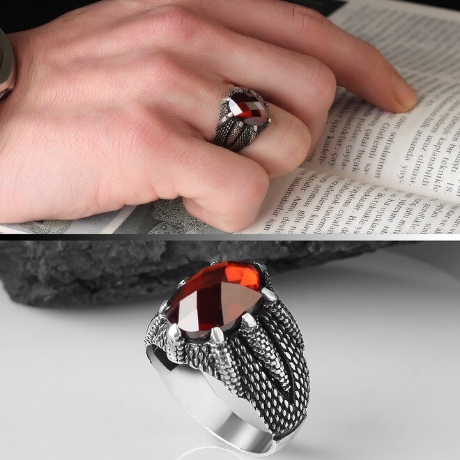 Men's silver ring with zircon stone with a sophisticated design - 3