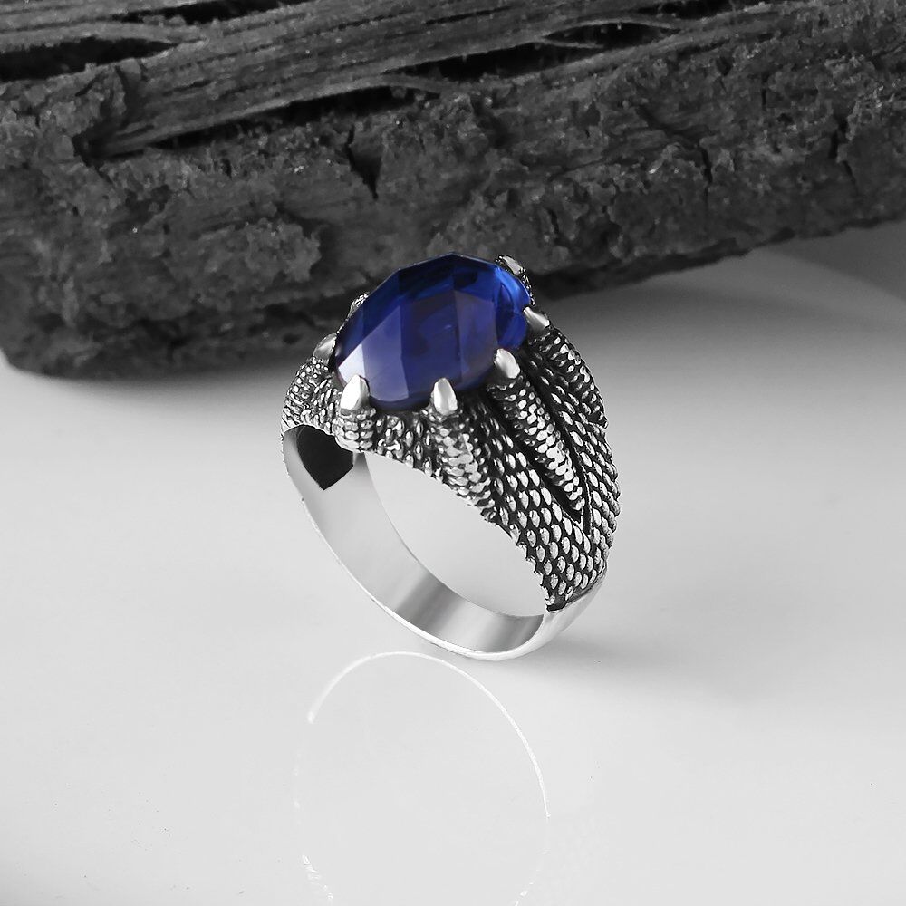 Men's silver ring with zircon stone with a sophisticated design - 4