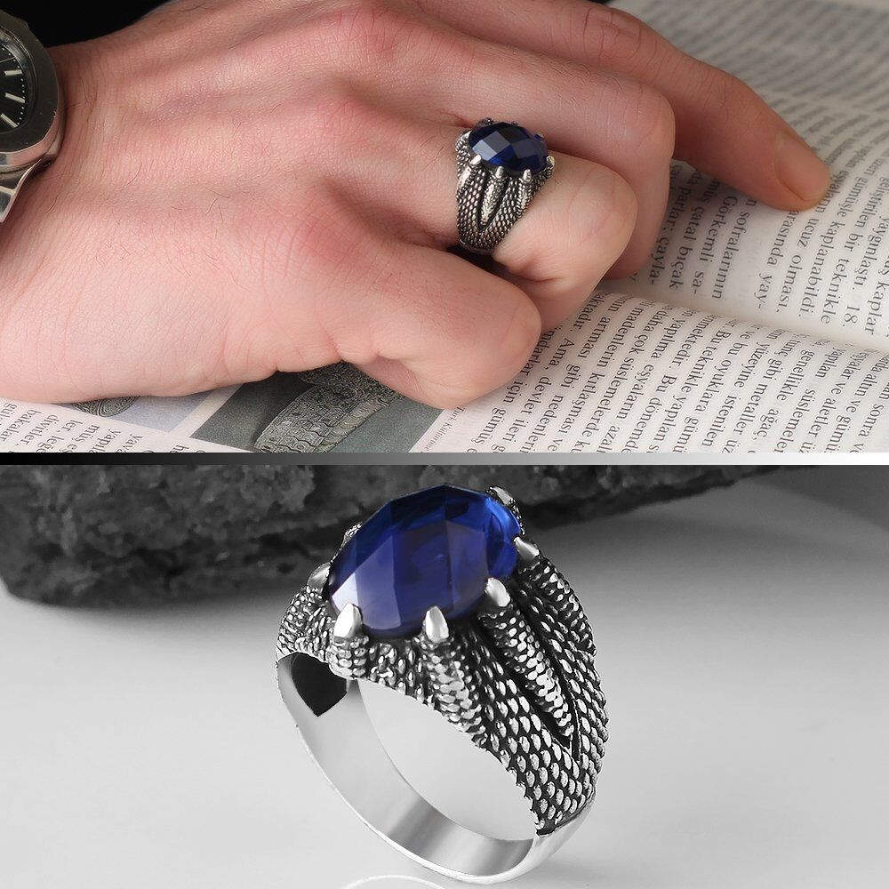 Men's silver ring with zircon stone with a sophisticated design - 5