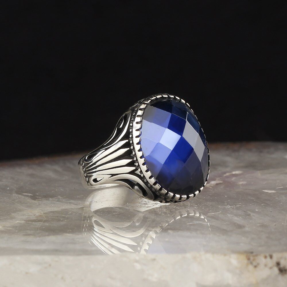 Men's silver ring with zircon stone with a wonderful design - 3