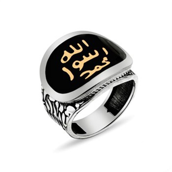 Men's sterling silver ring covered with enamel engraved with the Holy Seal - 1