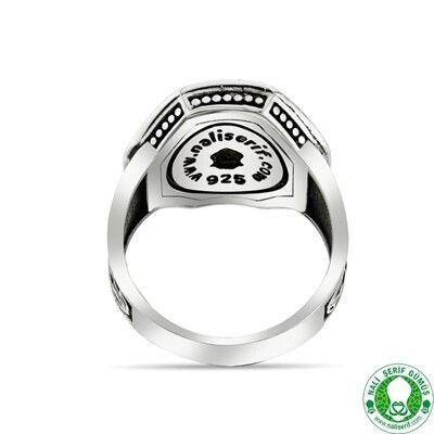 Men's sterling silver ring engraved with (Festekim Kema Umirte) - 3