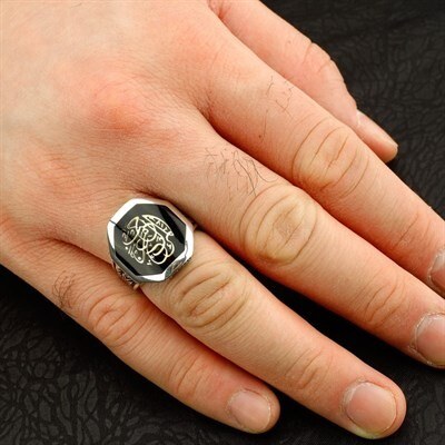 Men's sterling silver ring engraved with (One is with the one I love) - 3