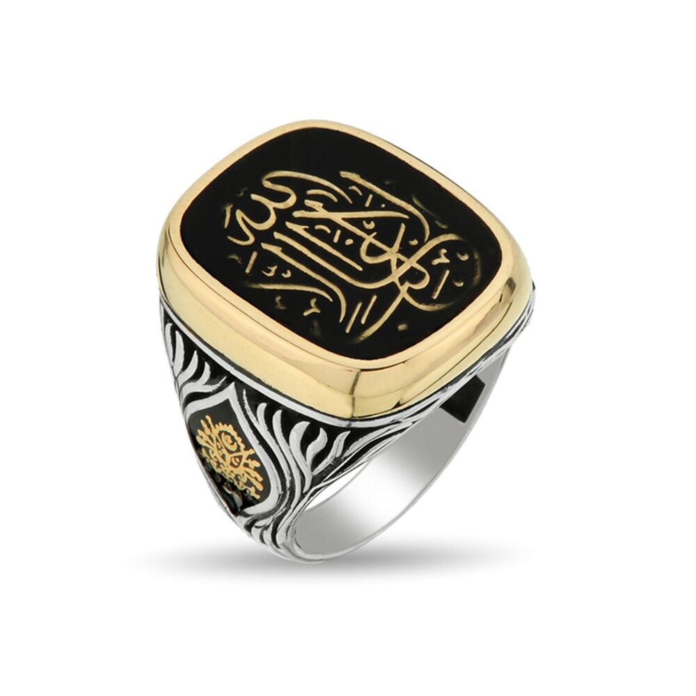 Men's 925 sterling silver adorned with a changeable side symbol and engraved with 