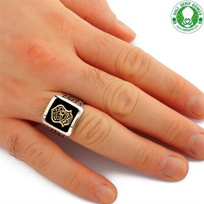 Men's sterling silver square-shaped ring from Nali Sharif Kadim, black plated - 2