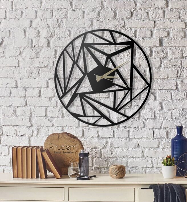 Metal clock with geometric shapes - 5