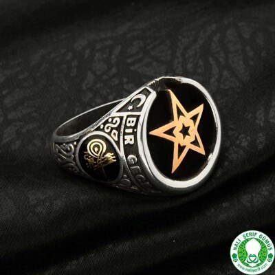 Moon Star Turkish Flag Sterling Silver Men's Ring - 4