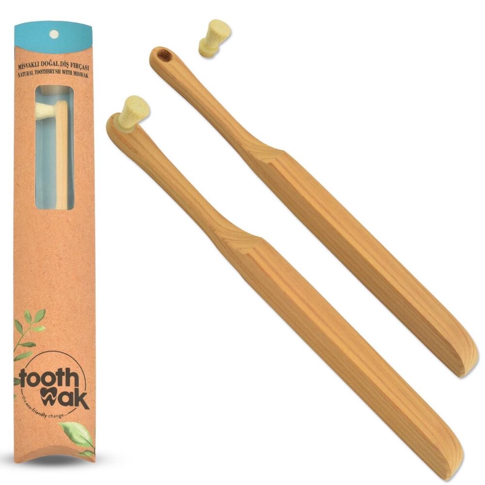 Natural toothbrush with one miswak head - 1