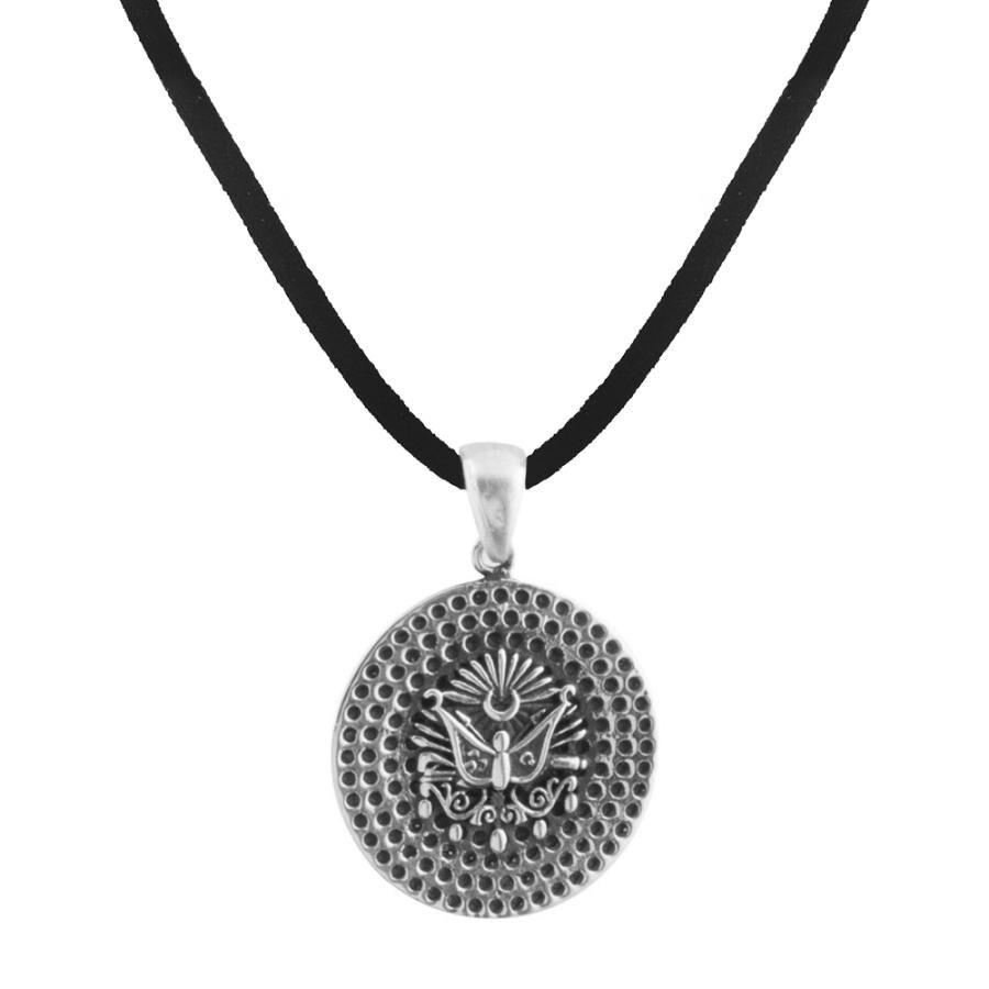 Ottoman Coat of Arms Patterned Silver Men's Necklace - 1