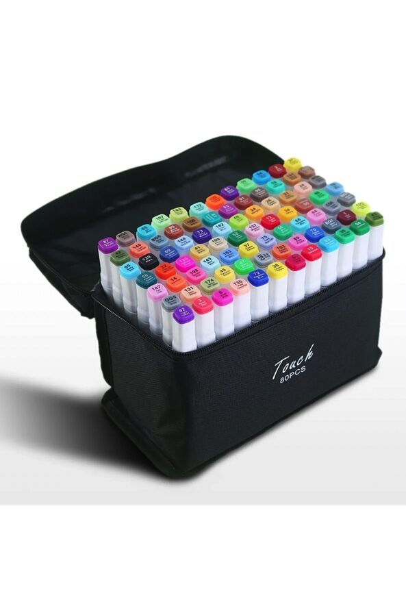 Pack of 80 double tip markers with case - 1