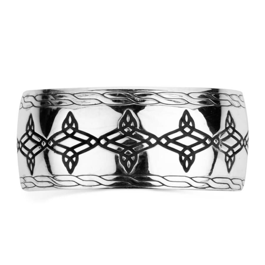 Pair of Symmetrical Patterned Silver Wedding Rings - 2