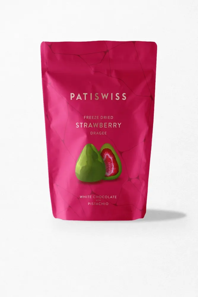 Patiswiss Pistachio White Chocolate Strawberry Dragee 80g - 1