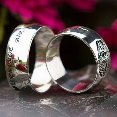 Personalized Fingerprint Wedding Ring Pair - 1