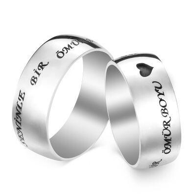 Personalized Fingerprint Wedding Ring Pair - 3