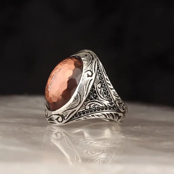 Tesbihevim Sultan Stone Sterling Silver Men's Ring - 3