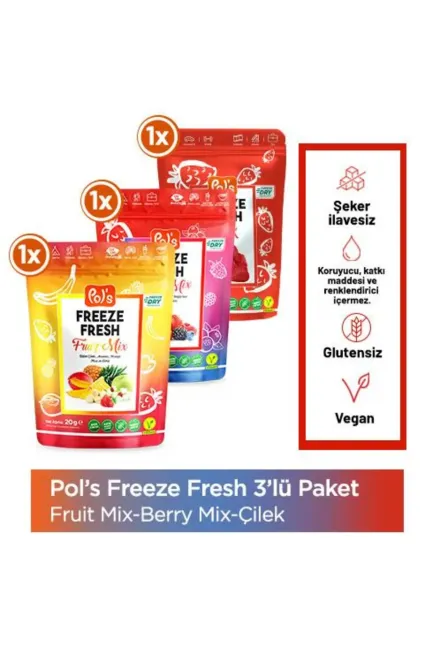 Pol's Freeze Fresh Berry Mix 16 G, Fruit Mix 20 G, Çilek 15 G - 1