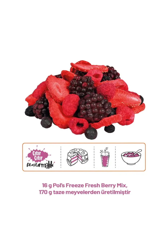 Pol's Freeze Fresh Berry Mix 16 G, Fruit Mix 20 G, Çilek 15 G - 3