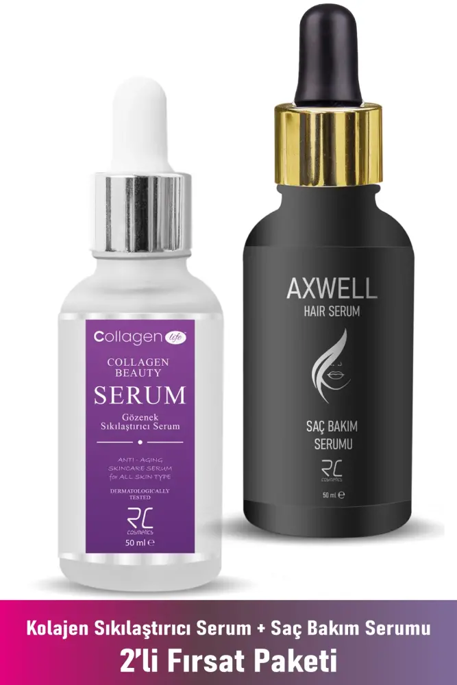 Kolajen Cilt Serumu 50ml + Axwell Saç Dökülmelerine Karşı Onarıcı Bakım Serumu 50ml - 1