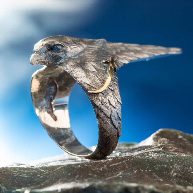 Resurrection Ertuğrul Series Ertuğrul Zihgir Ring with Hawk Motif - 2