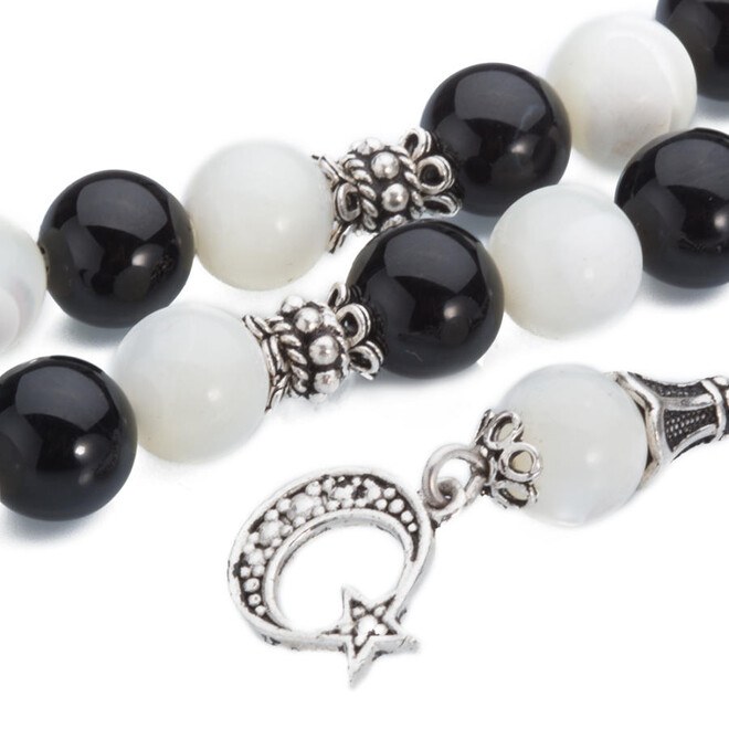 Rosary made of agate and mother of pearl stone in a continuous sequence - 2