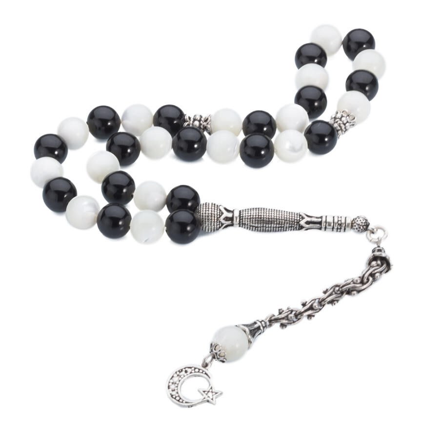 Rosary made of agate and mother of pearl stone in a continuous sequence - 3