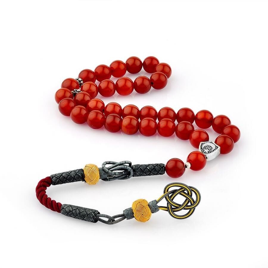 Rosary made of agate stone with a 1000 glass silver tassel - 1