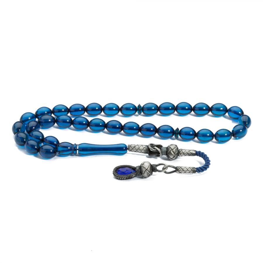 Rosary made of amber with blue beads - 1