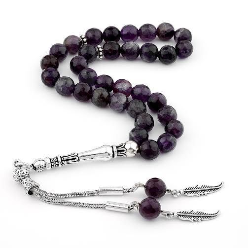 Rosary made of amethyst stone with Facet cut beads - 1