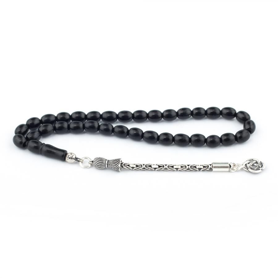 Rosary made of lignite stone cut into barley shaped beads - 2